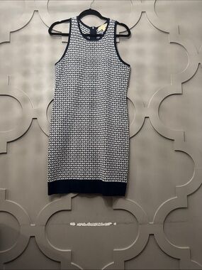 Michael Kors Navy and White Knit Shift Dress